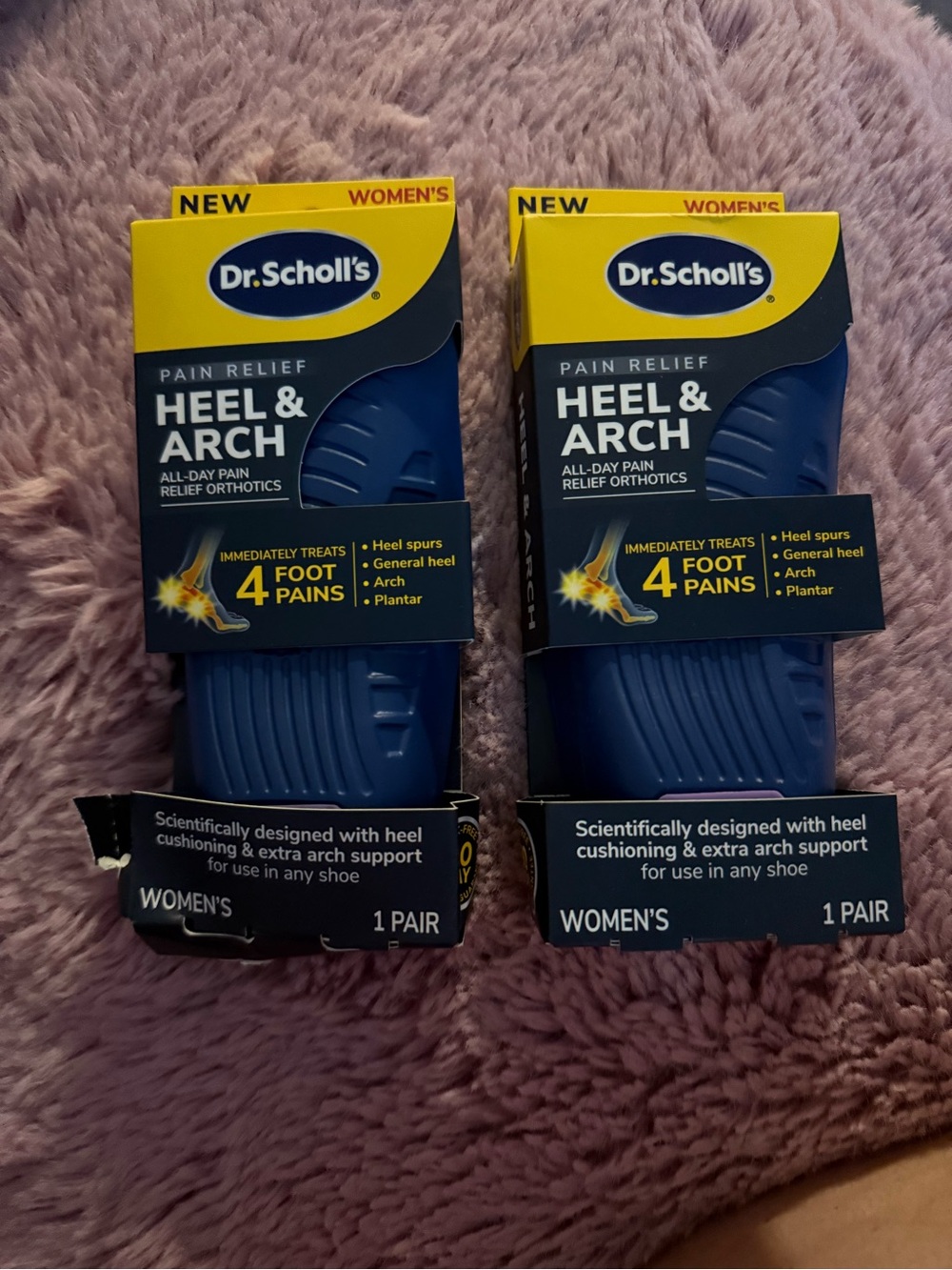Dr. Scholl's Heel & Arch Pain Relief Orthotic Insole Gel W 6-10 3/4 Blue 2 sets